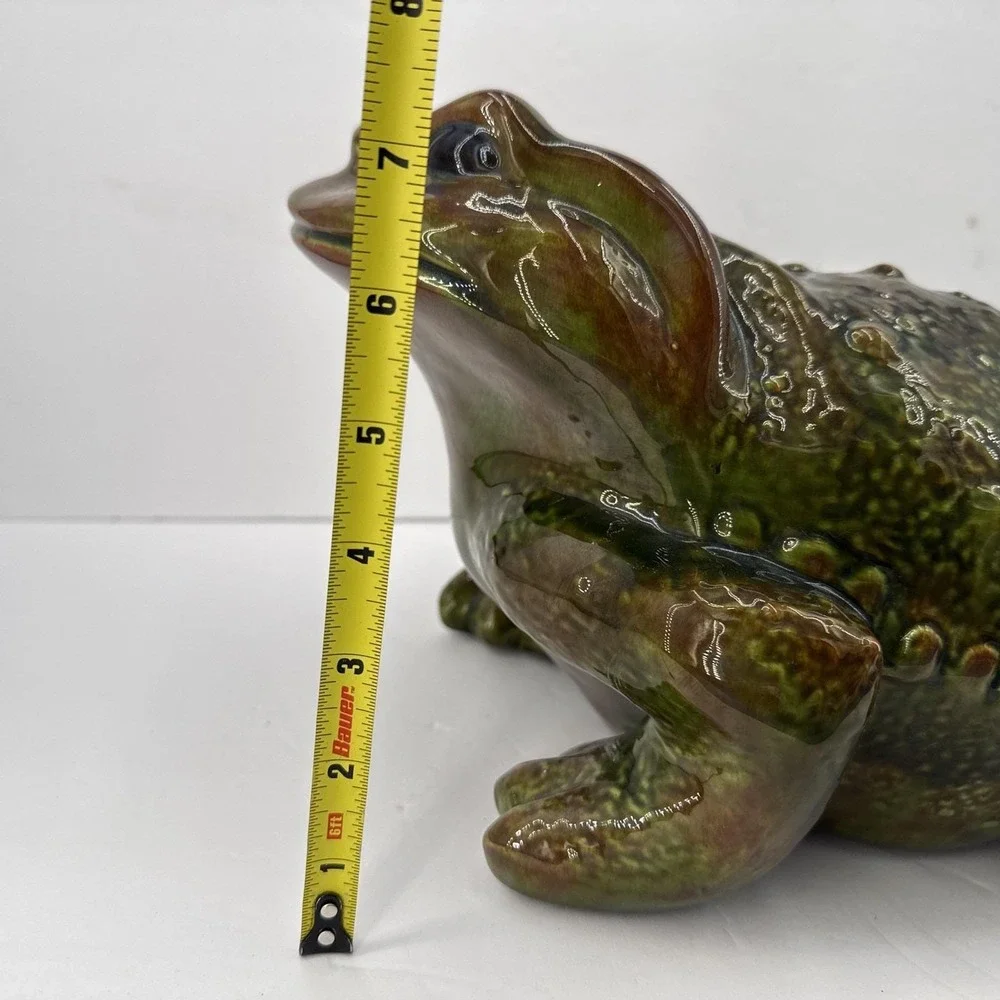 Vintage Arnel's ? XLarge Ceramic Frog Toad Garden Decor Green Figurine